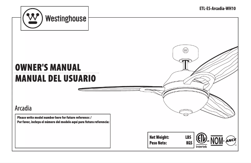 Page n°1 - Manuel utilisateur Westinghouse Arcadia