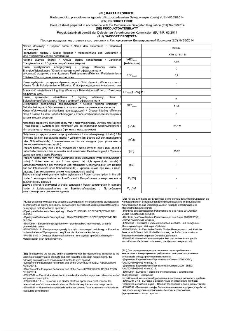 Page 1 de la notice Manuel utilisateur Kernau KTH 10.151.1 W