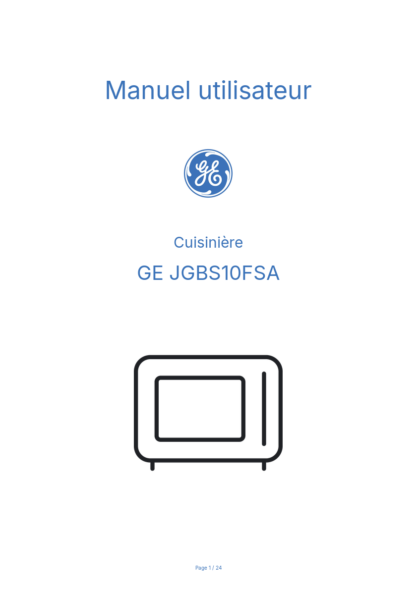 Page n°1 - Manuel utilisateur GE JGBS10FSA