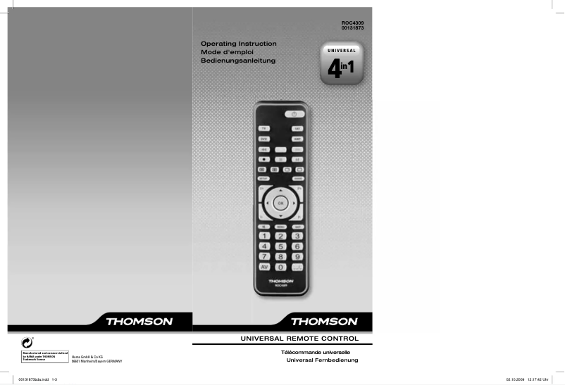 Image de la première page du manuel de l'appareil ROC4309