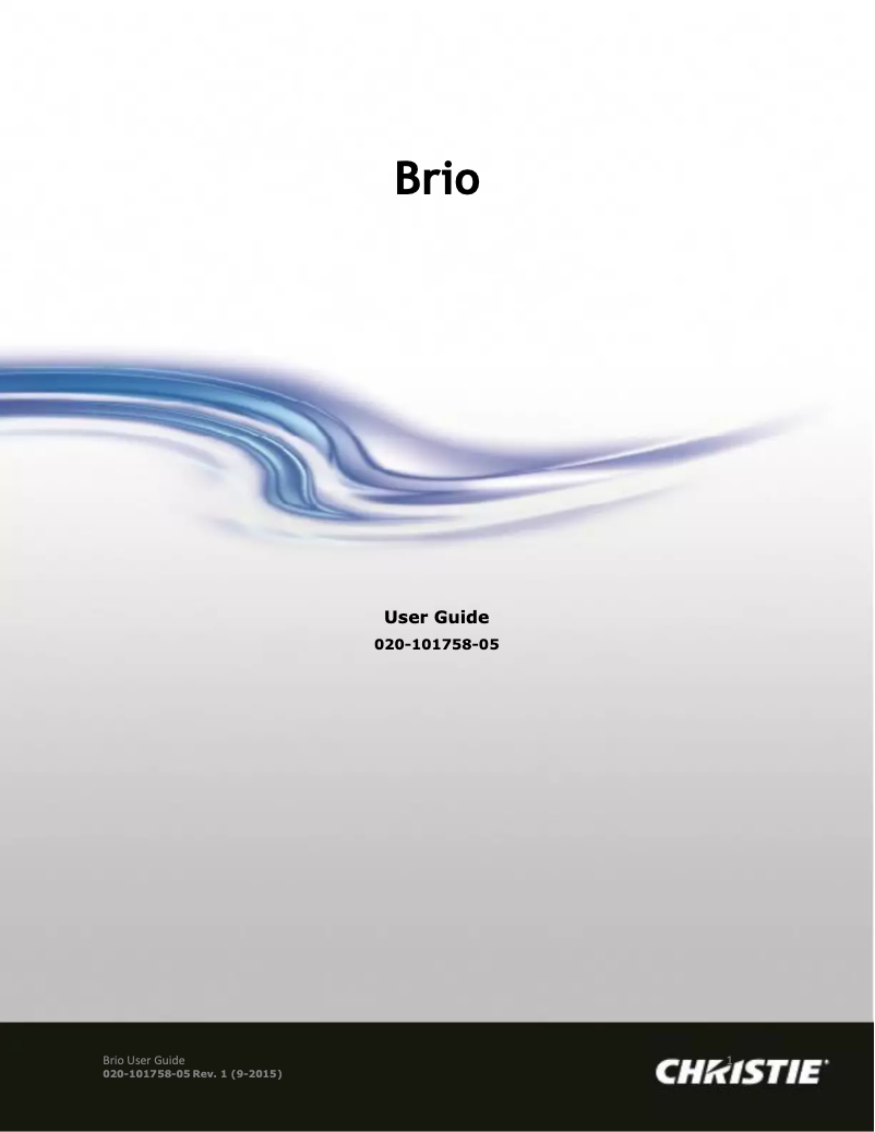 Page n°1 - Manuel utilisateur Christie 148-002103-01
