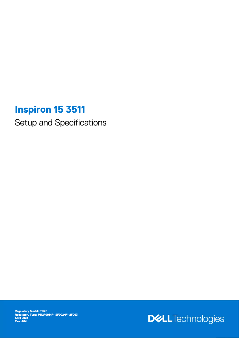 Page n°1 - Guide d'installation Dell Inspiron 15 3511