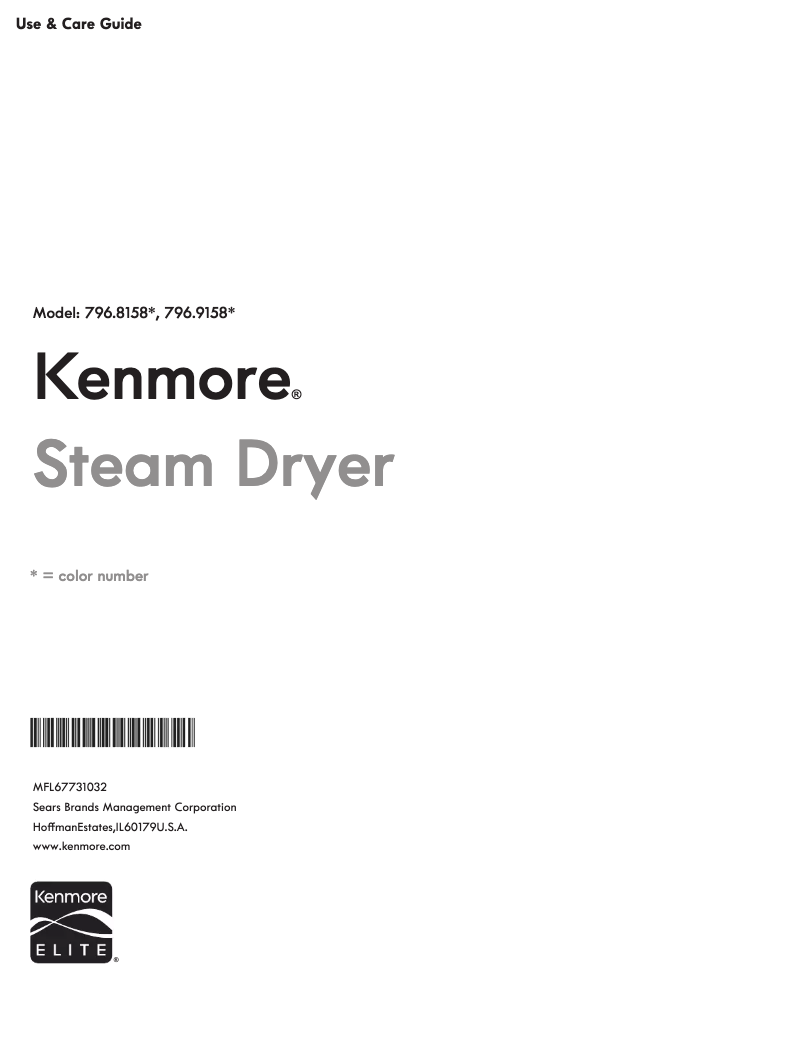 Page 1 de la notice Manuel utilisateur Kenmore 796.81583
