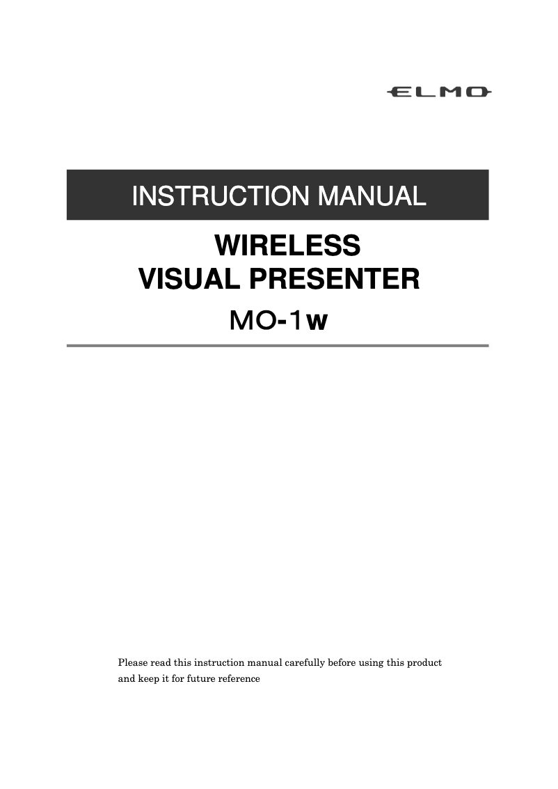 Image de la première page du manuel de l'appareil MO-1w