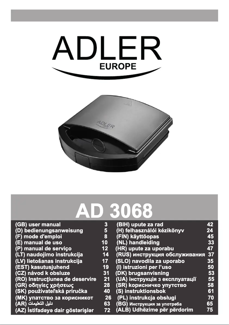 Page n°1 - Manuel utilisateur Adler AD 3068