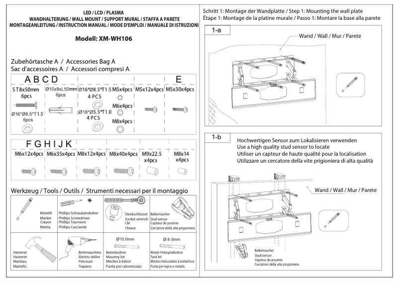 Page 1 de la notice Manuel utilisateur Xomax XM-WH106