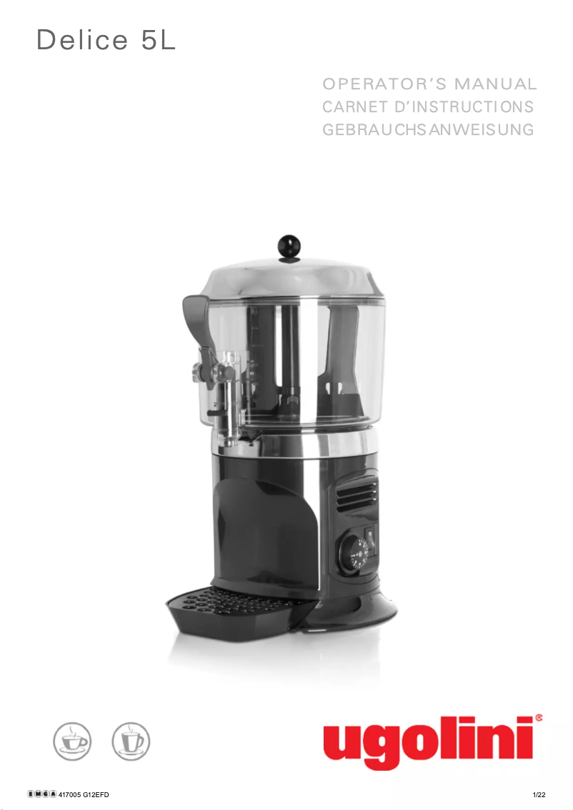 Page 1 de la notice Manuel utilisateur Ugolini Delice 5L