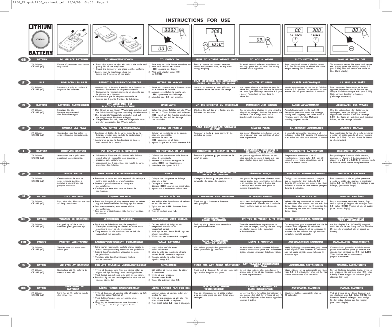 Page 1 de la notice Manuel utilisateur Salter 1250