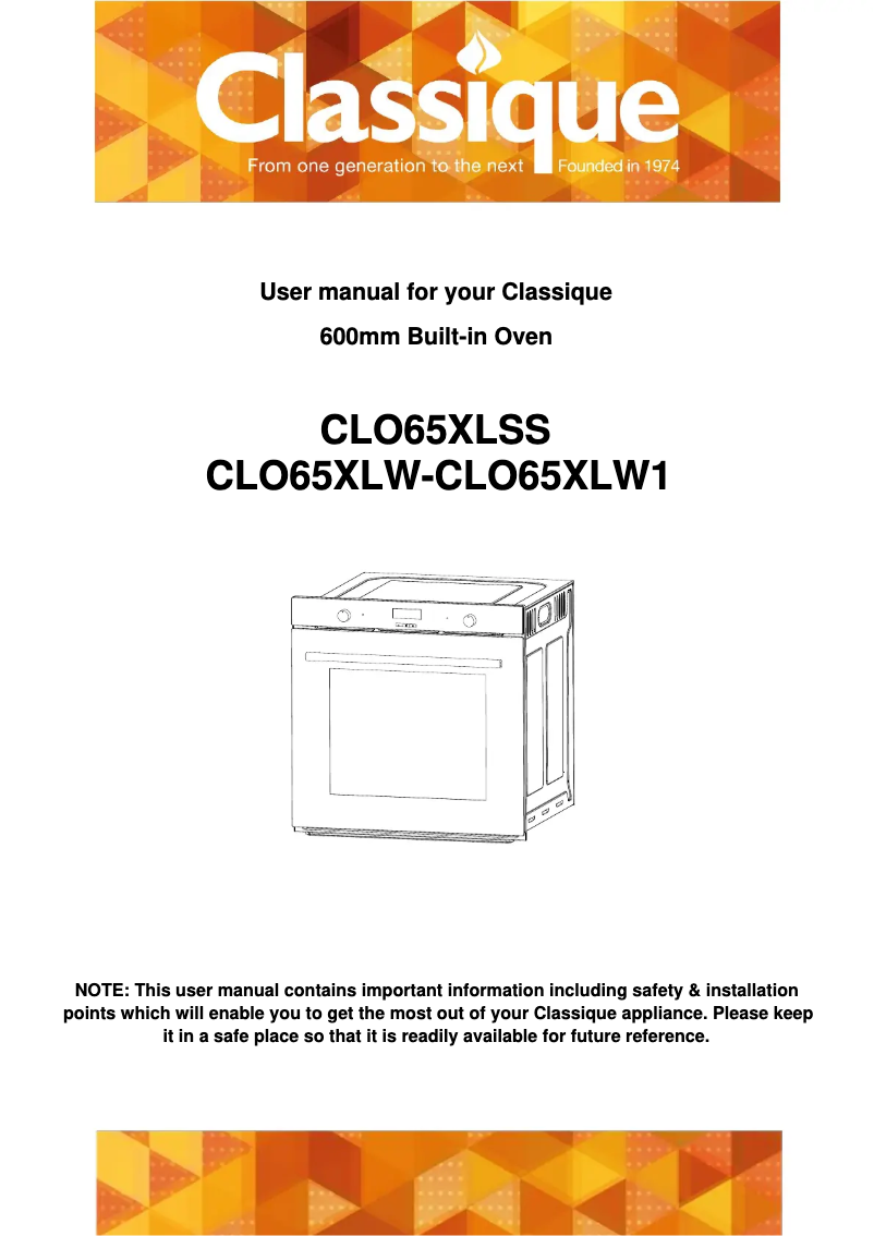 Page 1 de la notice Manuel utilisateur Classique CLO65XLSS