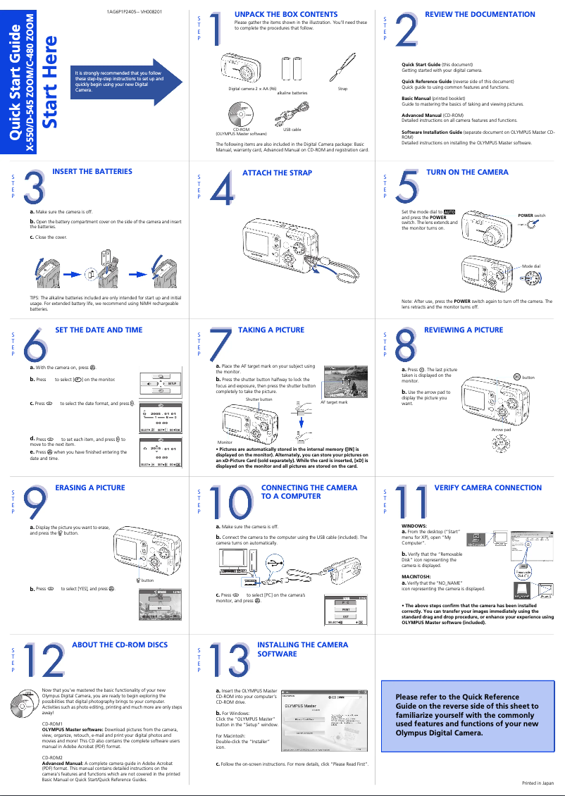 Image de la première page du manuel de l'appareil Camedia C-480 Zoom