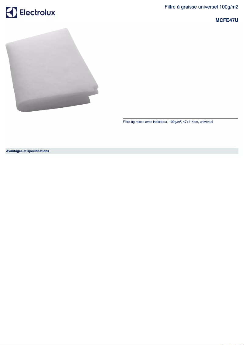 Page n°1 - Manuel utilisateur AEG MCFE47U