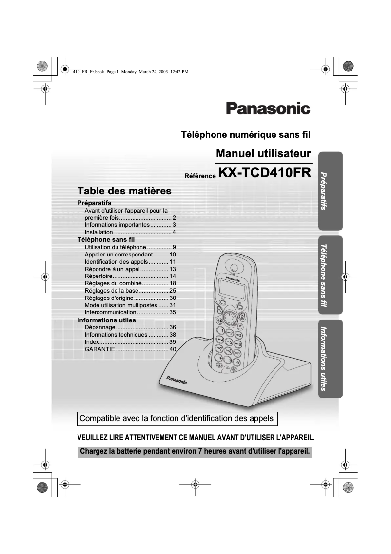 Página 1 del manual Manual de usuario Panasonic KX-TCD410