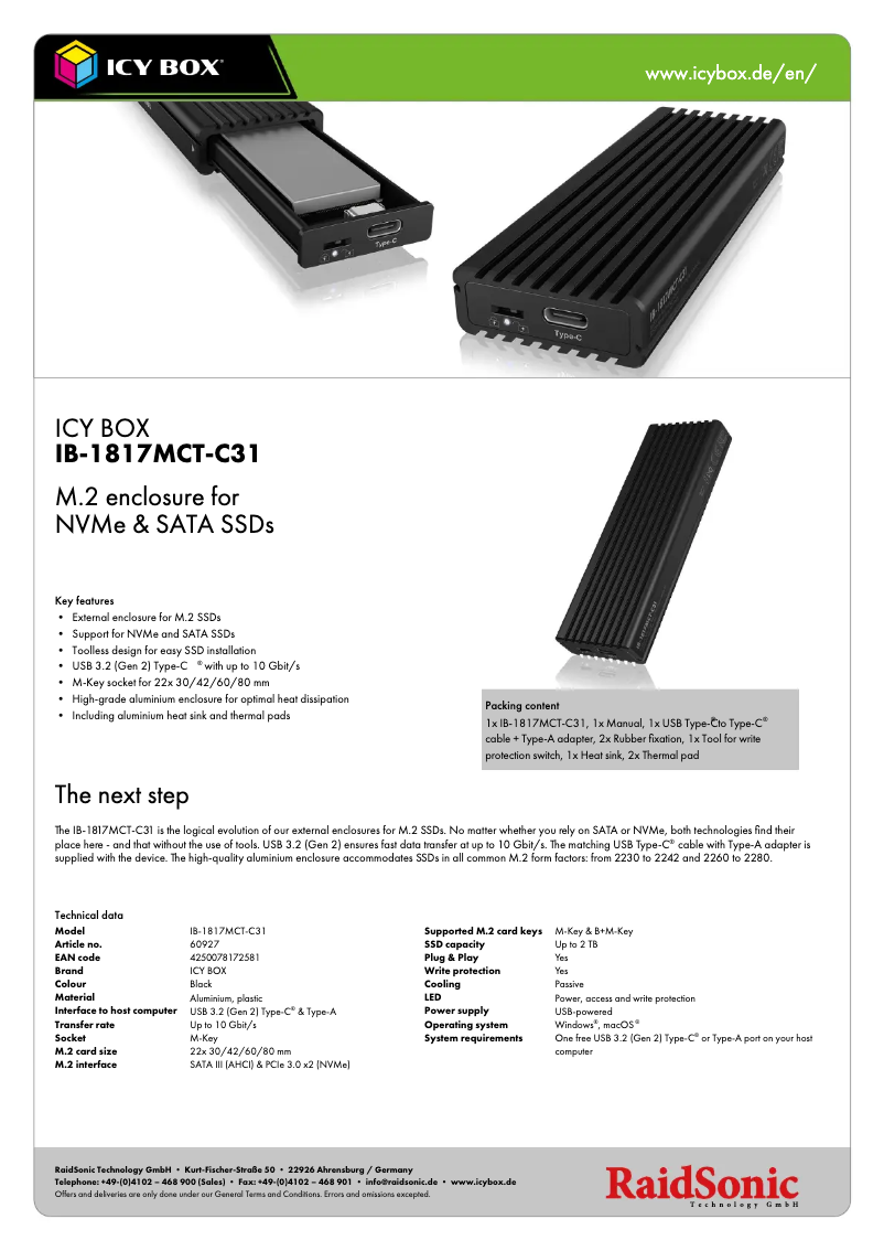 Page n°1 - Fiche technique Icy Box IB-1817MCT-C31