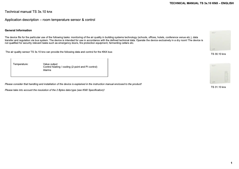 Page 1 de la notice Manuel utilisateur Müller TS 30.10 knx