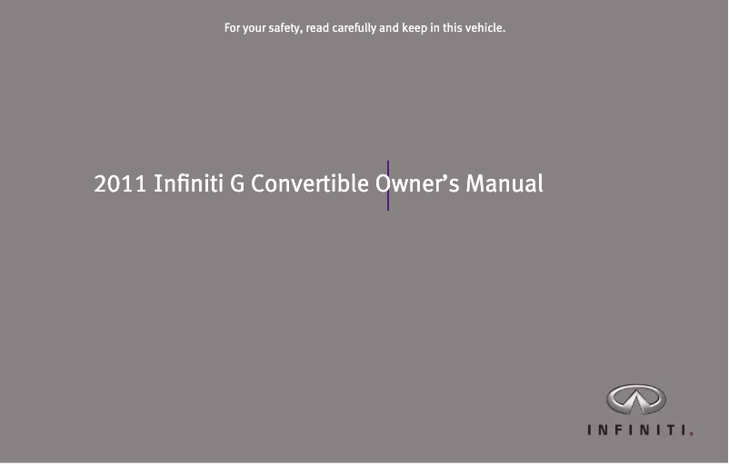 Page n°1 - Manuel utilisateur Infiniti G Convertible (2011)