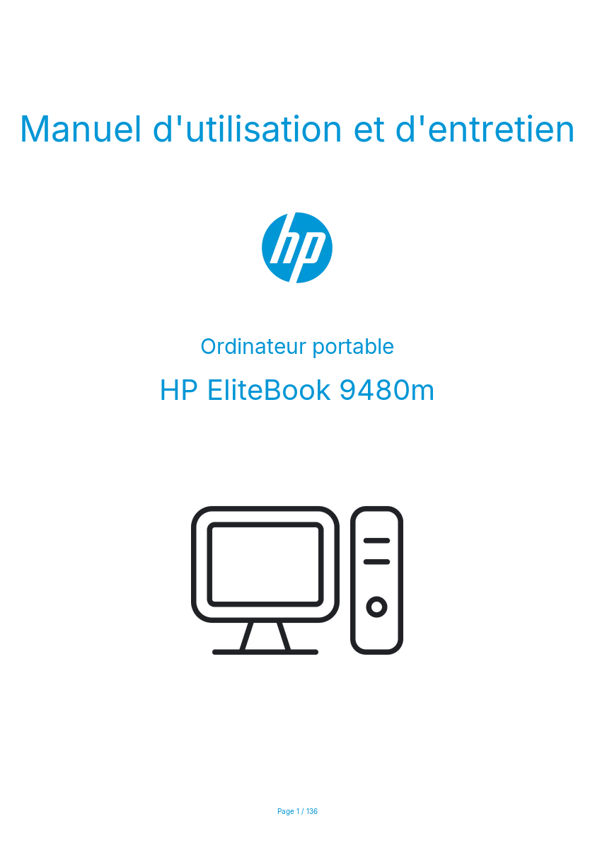 Page n°1 - Manuel d'utilisation et d'entretien HP EliteBook 9480m