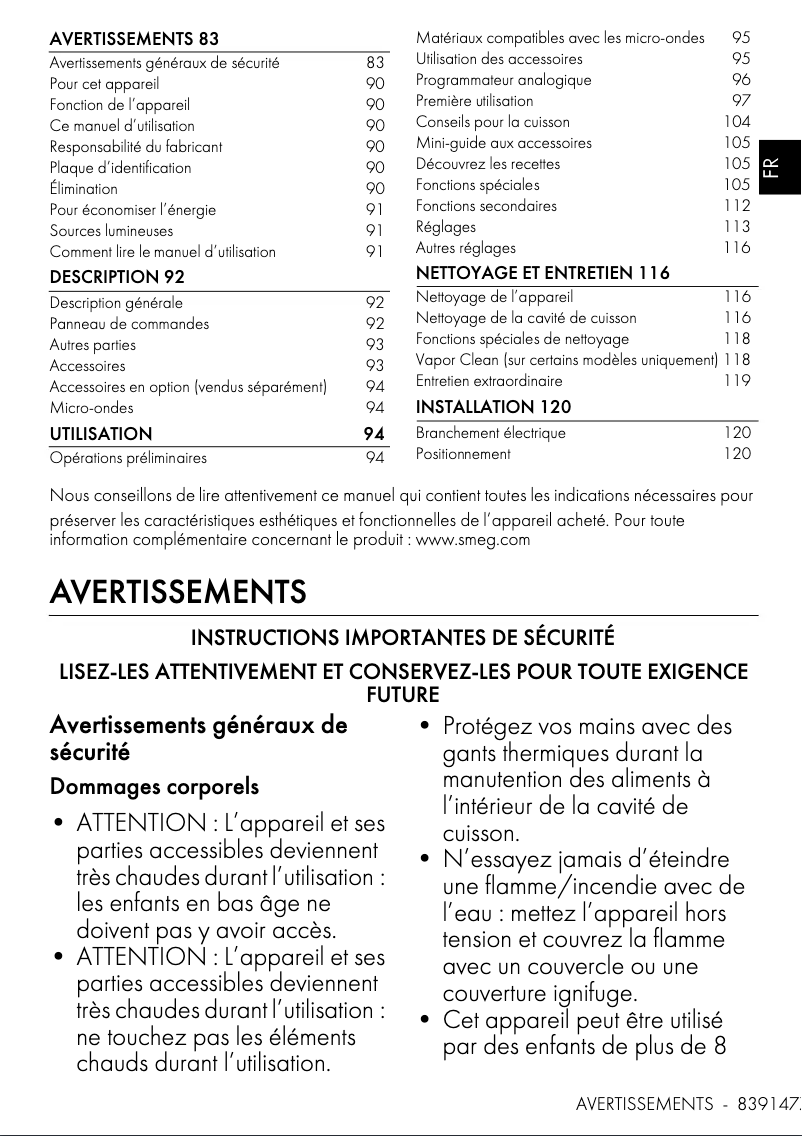 Page n°1 - Manuel utilisateur Smeg SO6102M2B3