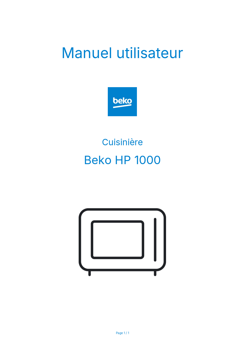 Image de la première page du manuel de l'appareil HP 1000