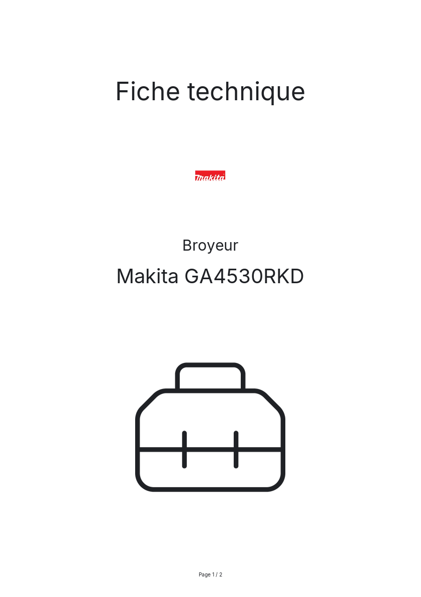 Image de la première page du manuel de l'appareil GA4530RKD