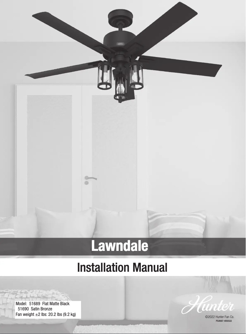 Page 1 de la notice Manuel utilisateur Hunter Lawndale