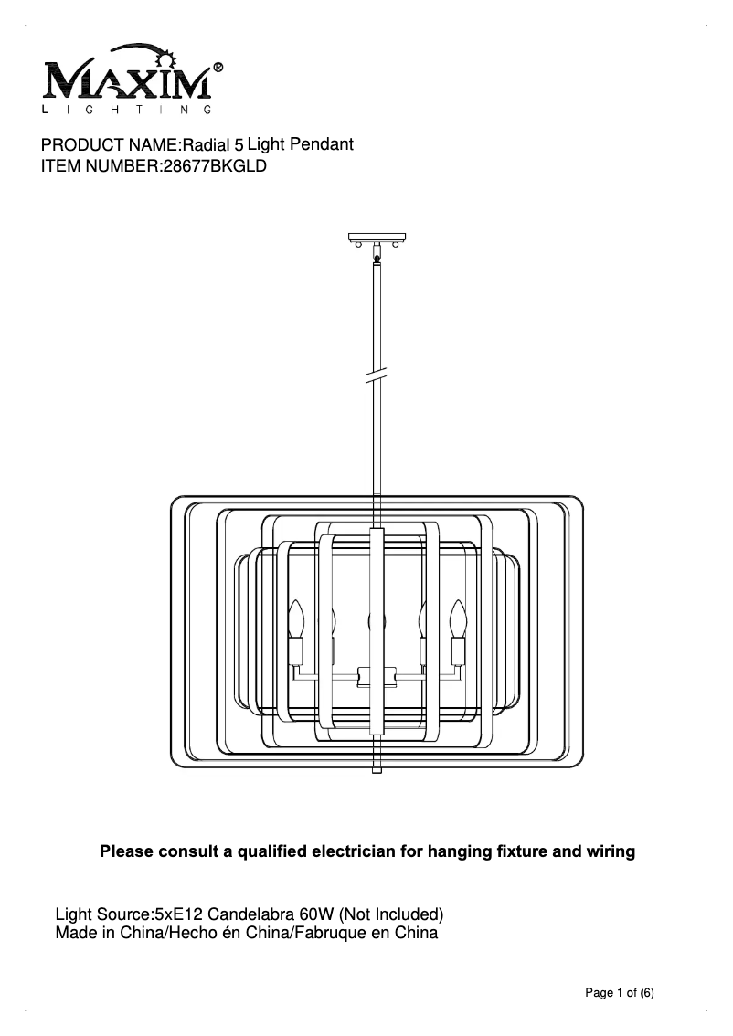 Page n°1 - Manuel utilisateur Maxim Radial 28677BKGLD