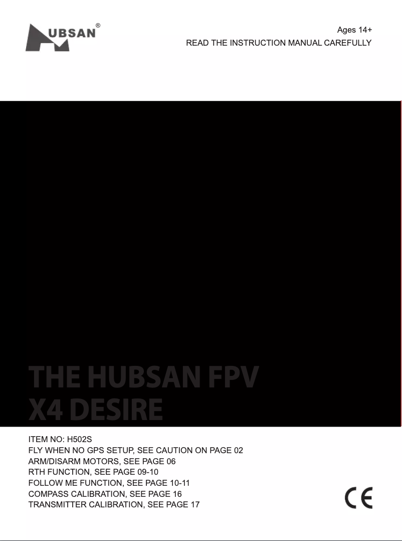 Page 1 de la notice Manuel utilisateur Hubsan H502S X4 Desire FPV Plus