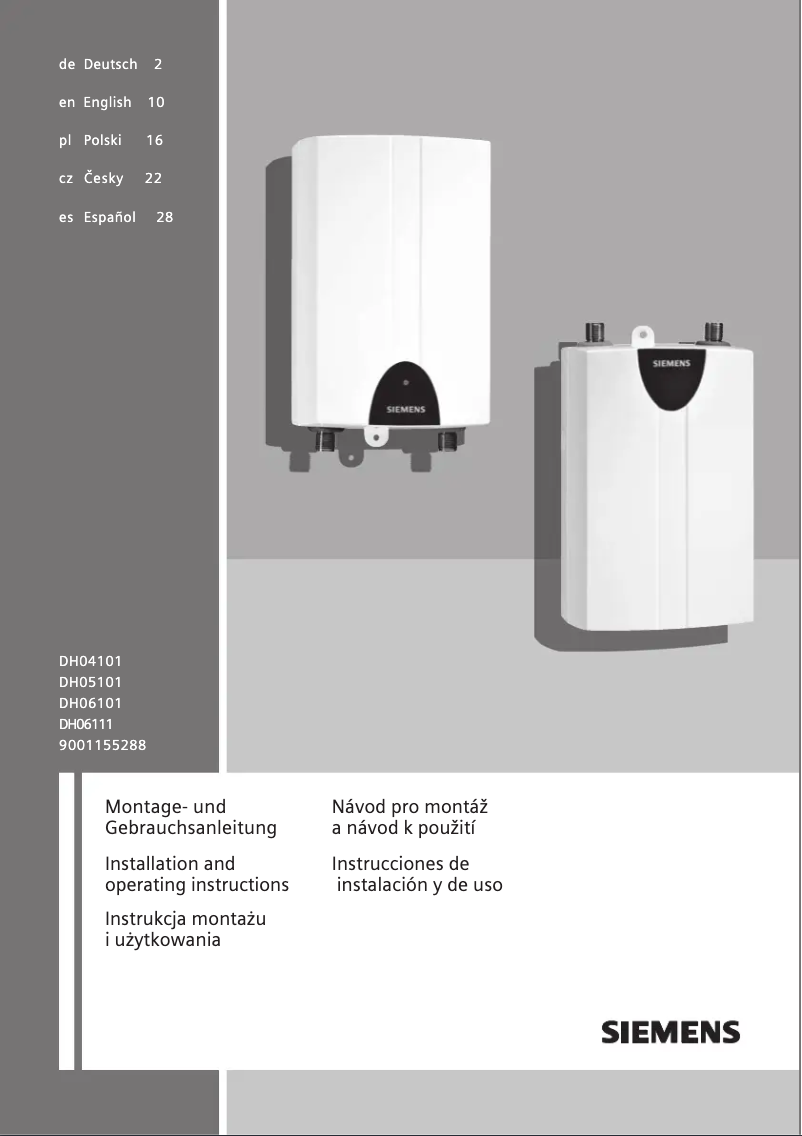 Page n°1 - Manuel utilisateur Siemens DH06111