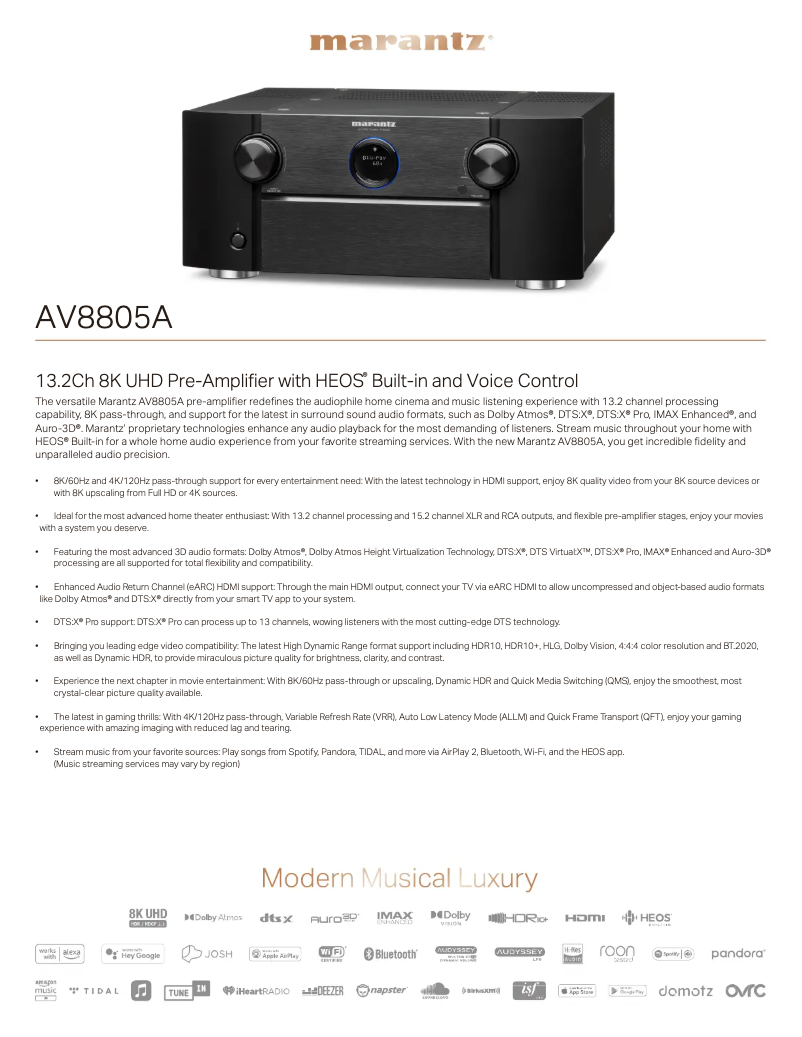 Page n°1 - Manuel utilisateur Marantz AV8805A