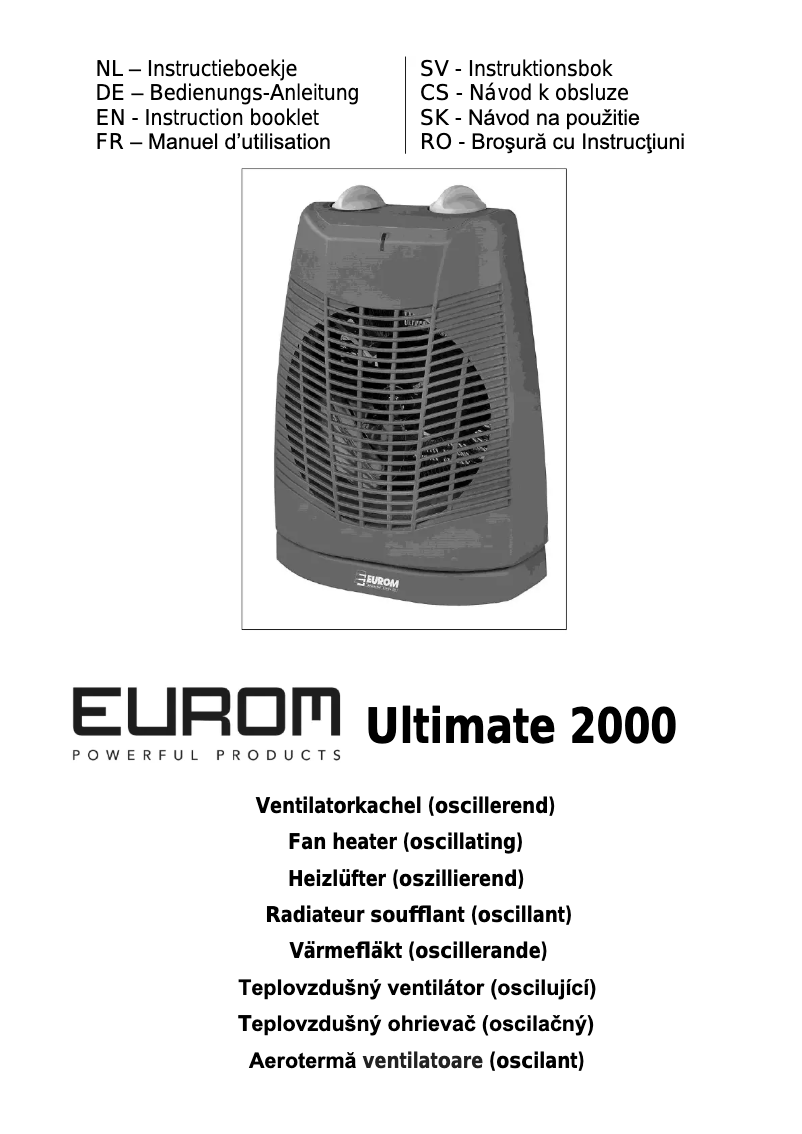 Page 1 de la notice Manuel utilisateur Eurom Valerie 2000