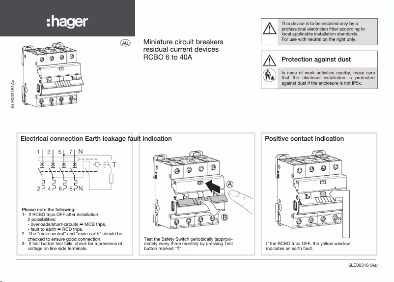 Página 1 del manual Manual de usuario Hager AEX410T