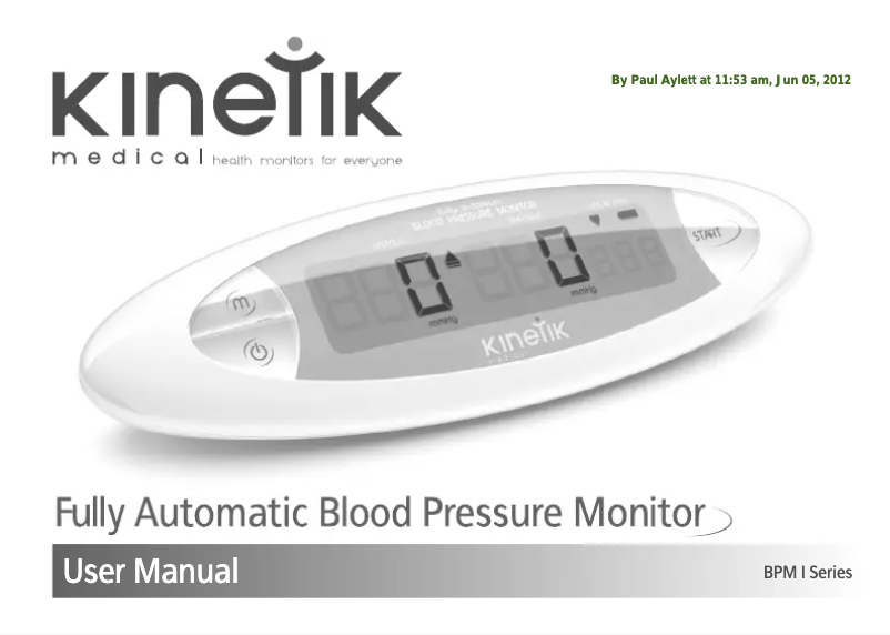 Page 1 de la notice Manuel utilisateur Kinetik BPM1C