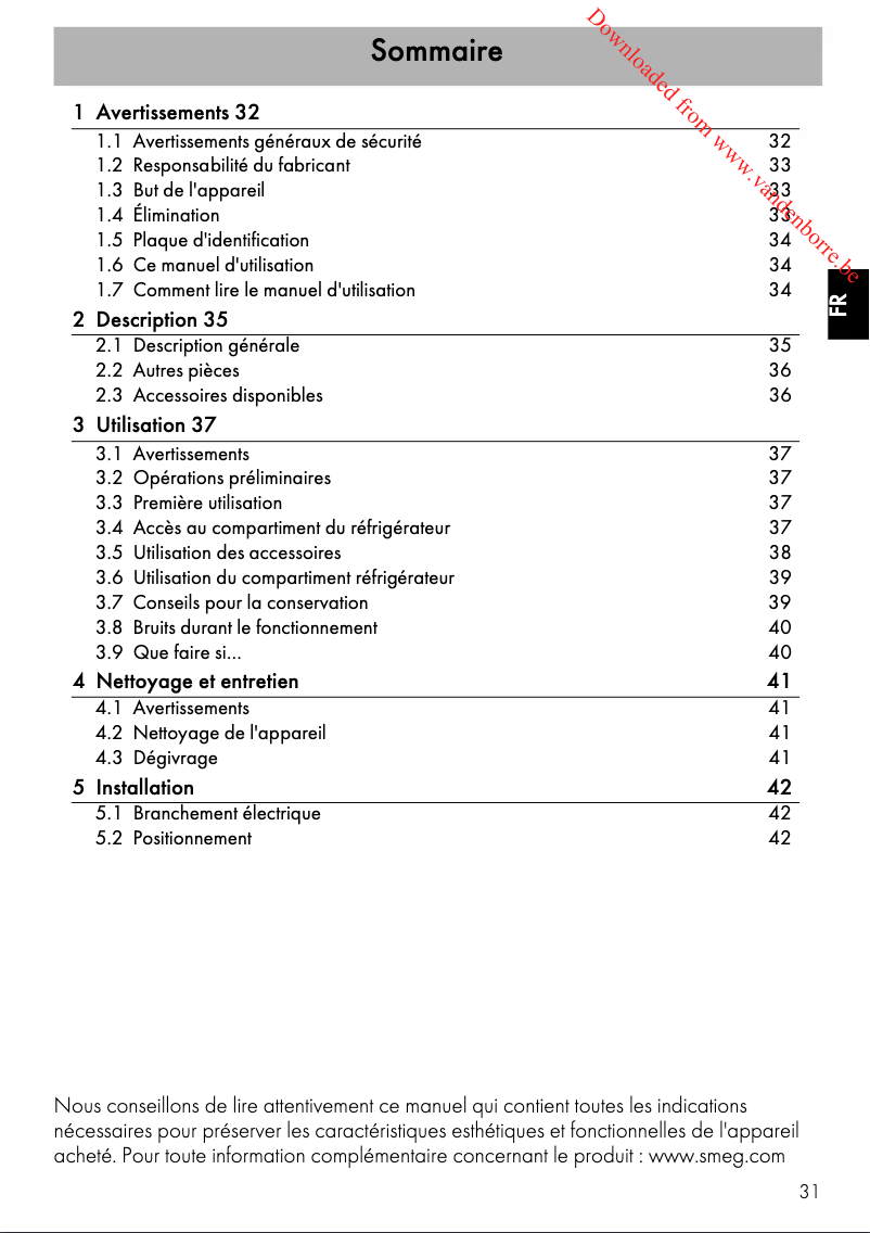 Page n°1 - Manuel utilisateur Smeg FIAT 500