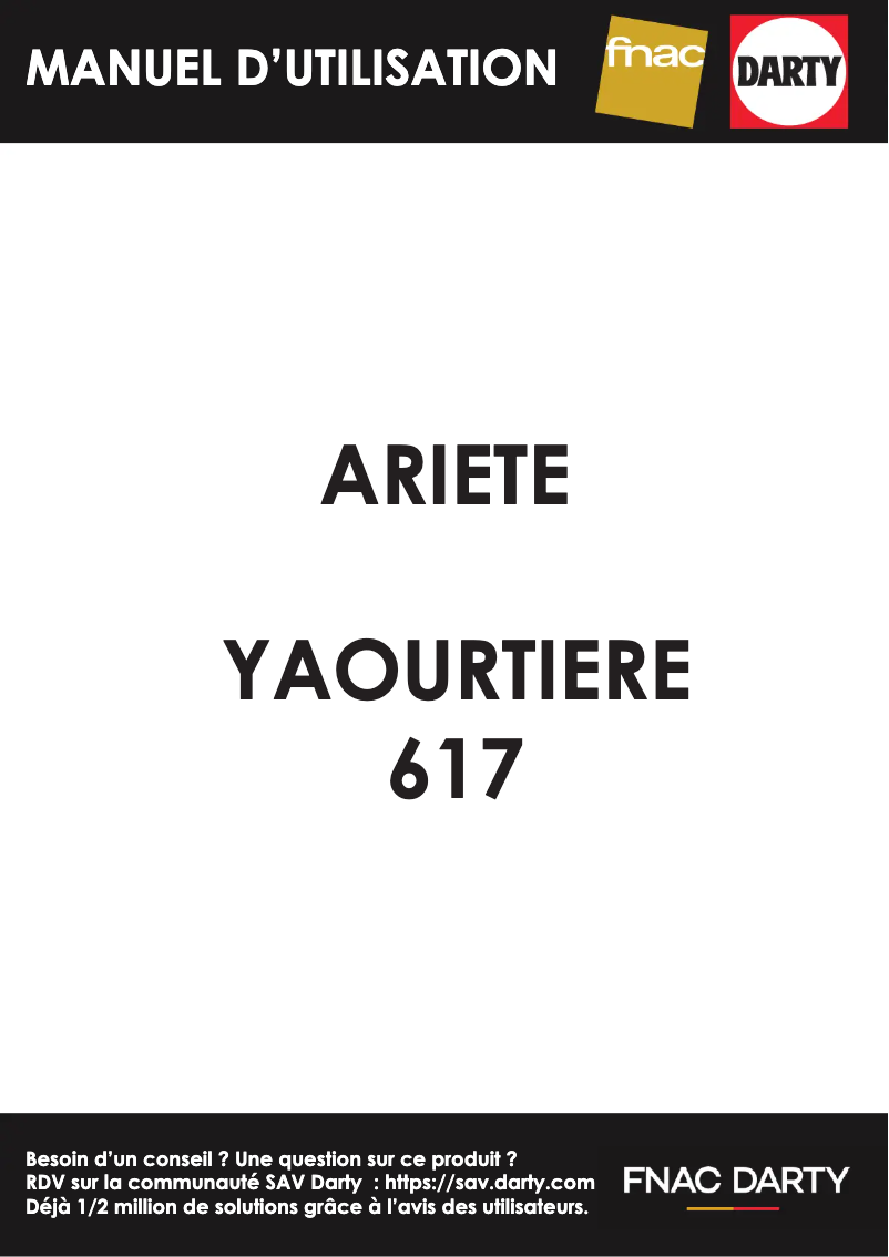 Image de la première page du manuel de l'appareil Yogurella 617