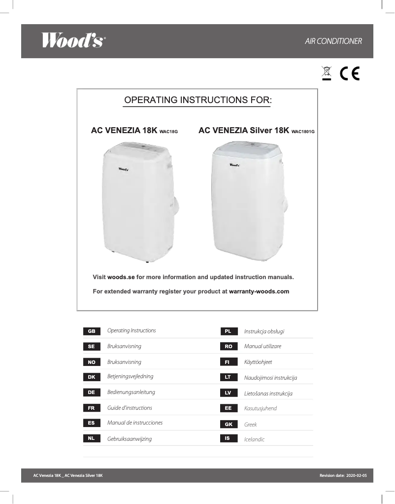 Page 1 de la notice Manuel utilisateur Wood's WAC18G