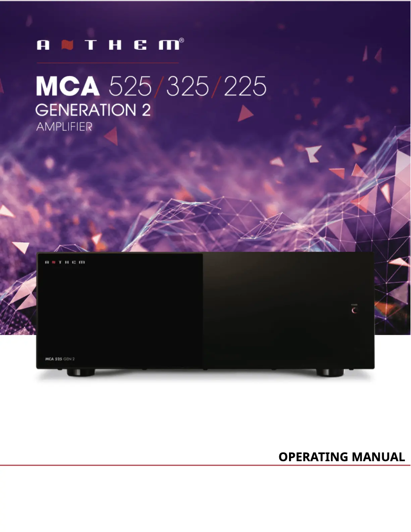 Page n°1 - Manuel utilisateur Anthem MCA 525