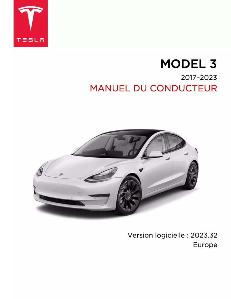 Page 1 de la notice Manuel utilisateur Tesla Model 3 (2020)
