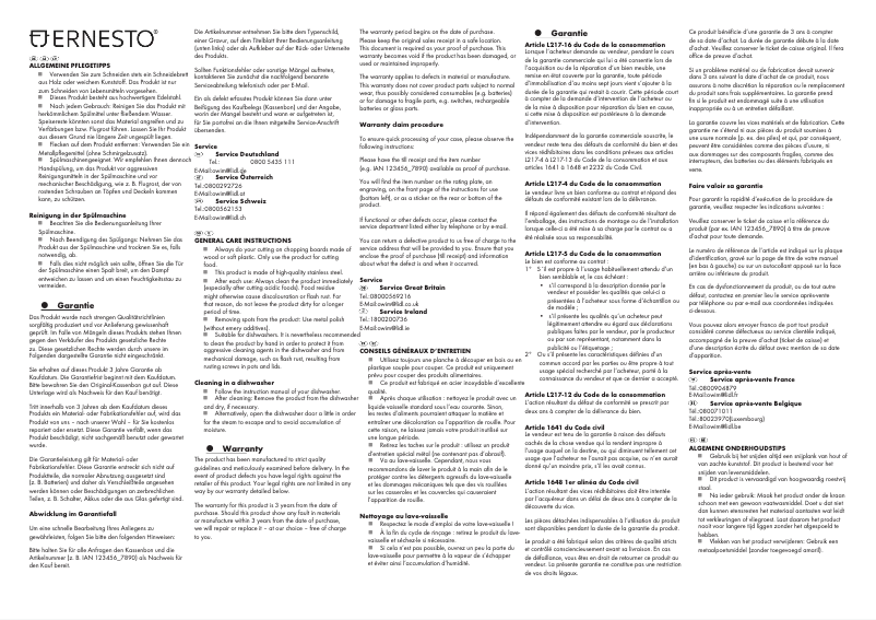 Page n°1 - Manuel utilisateur Ernesto HG06577