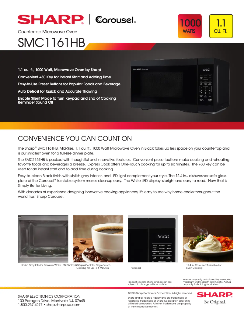Page 1 de la notice Fiche technique Sharp SMC1161HB