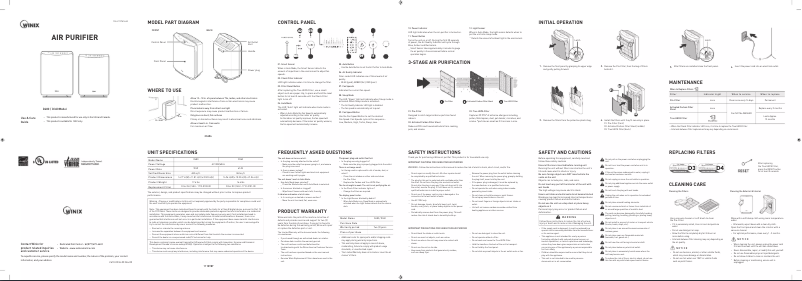 Page n°1 - Manuel utilisateur Winix D360