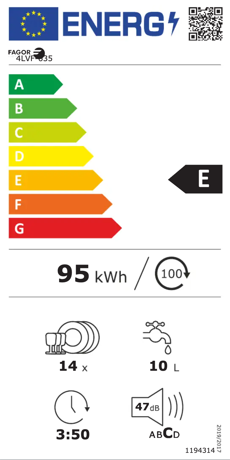 Page n°1 - Label énergétique Fagor 4LVF-635