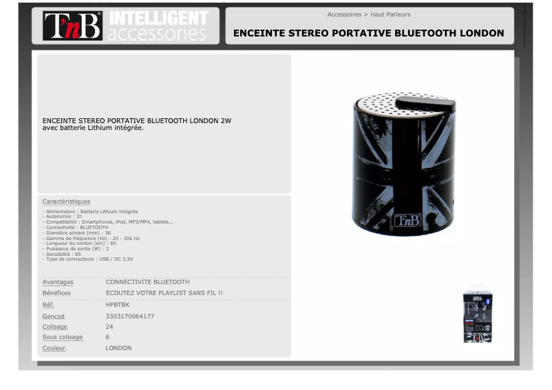 Image de la première page du manuel de l'appareil HPBTBK