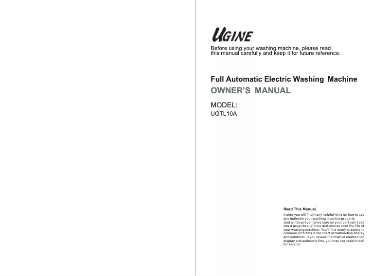 Page 1 de la notice Manuel utilisateur Ugine UGTL10A