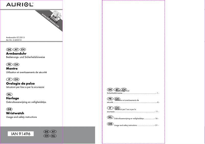 Page 1 de la notice Manuel utilisateur Auriol 2-LD3513