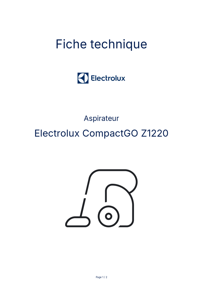 Page n°1 - Fiche technique Electrolux CompactGO Z1220