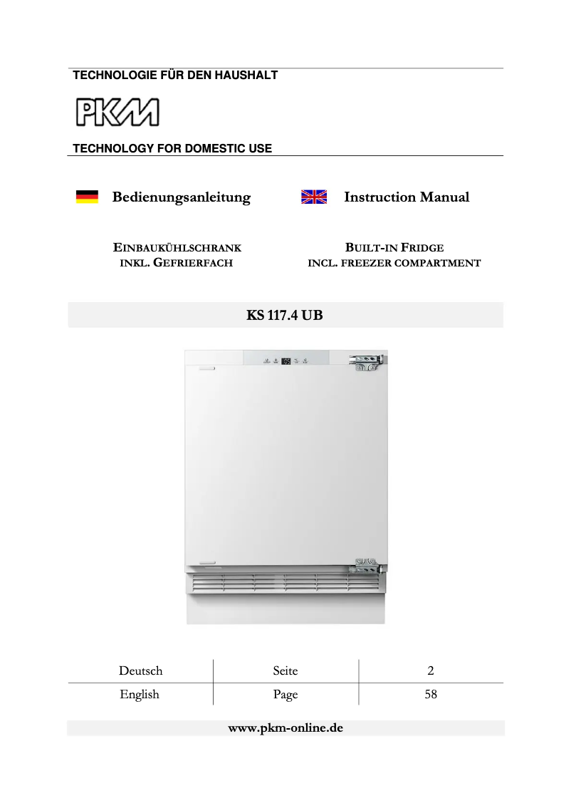 Page 1 de la notice Manuel utilisateur PKM KS117.4A++ UB