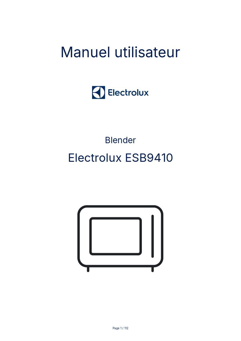 Page n°1 - Manuel utilisateur Electrolux ESB9410