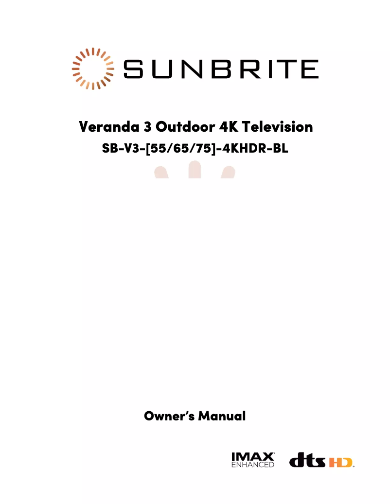 Page n°1 - Manuel utilisateur SunBriteTV SB-V3-65-4KHDR-BL