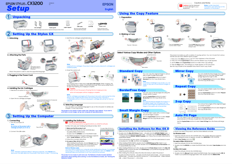 Page 1 de la notice Manuel utilisateur Epson Stylus CX3200