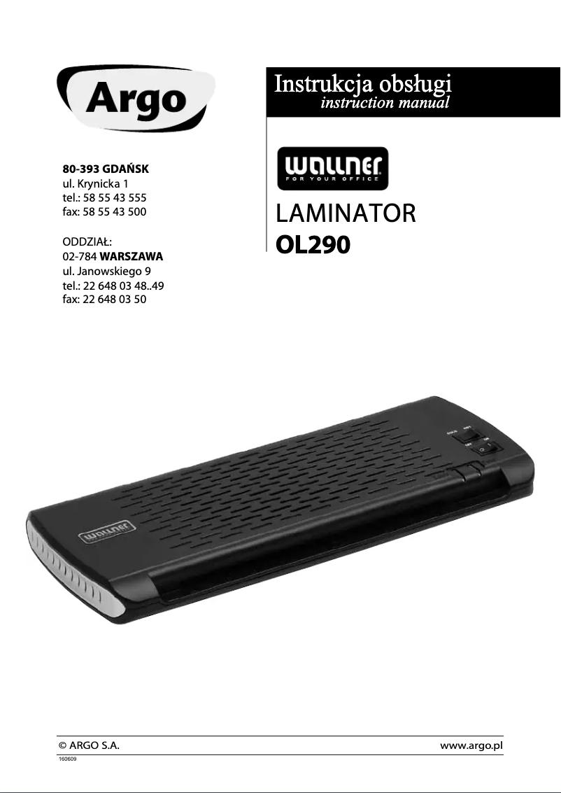 Image de la première page du manuel de l'appareil OL290