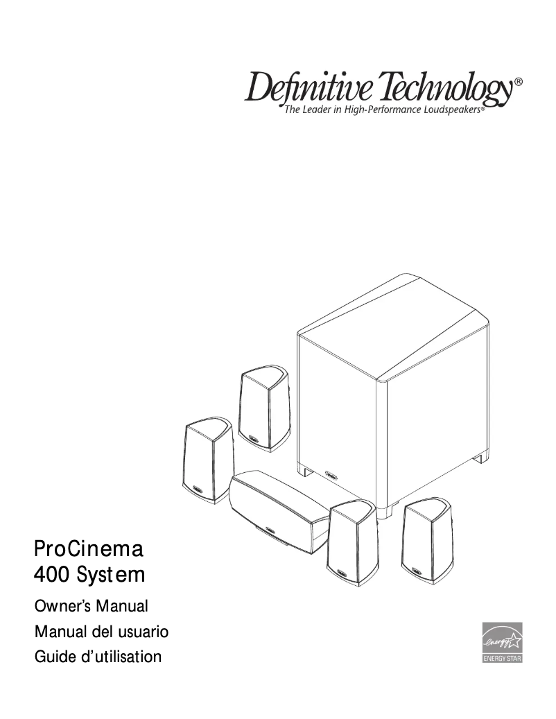 Page 1 de la notice Manuel utilisateur Definitive Technology ProCinema 400